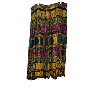 Just Class M Bohemian Cotton Maxi Skirt Drawstring Waist Flowy Vintage Crinkle
